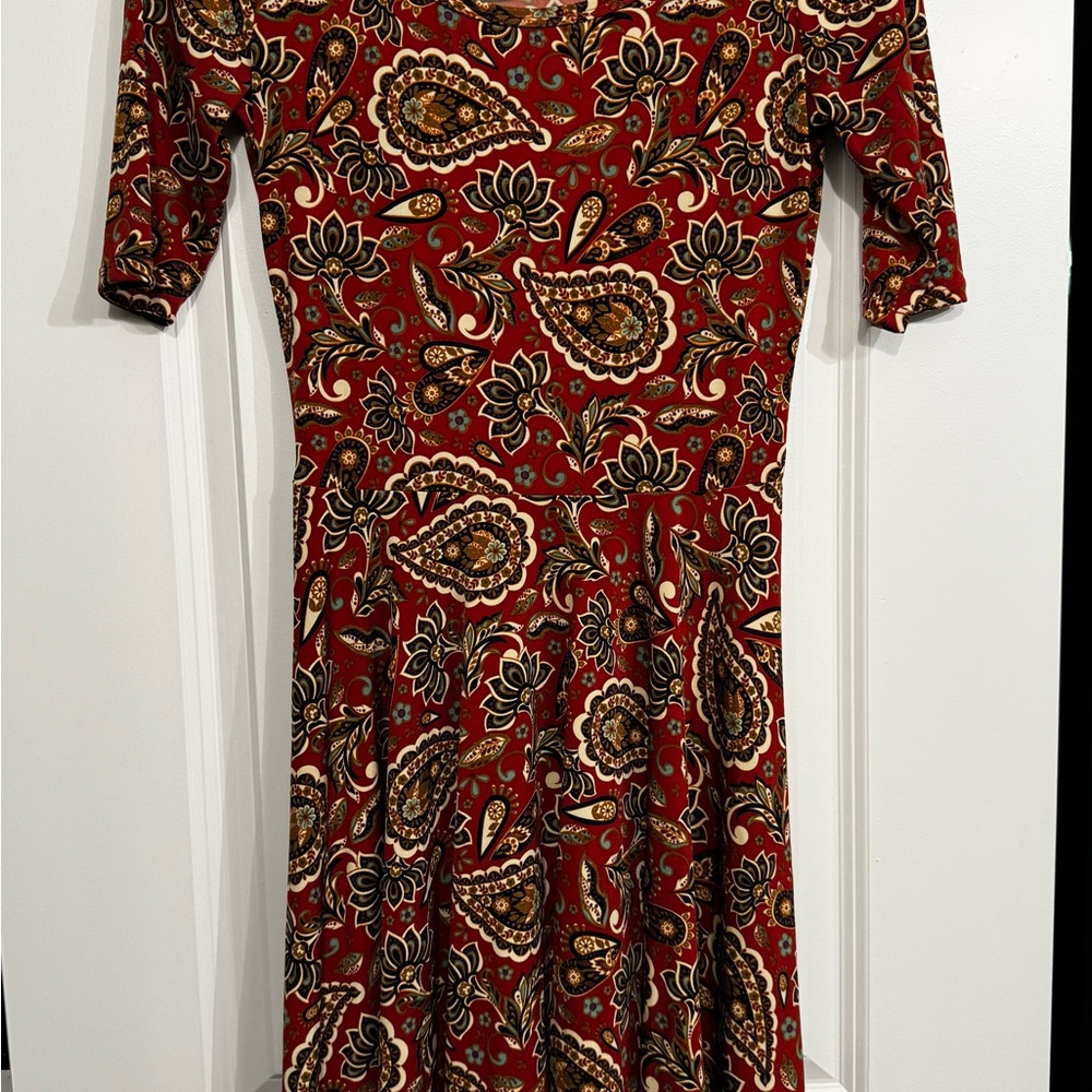 LuLaRoe Nicole Fall Colors Paisley Midi Dress